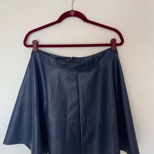 Serena Williams Faux Leather Navy Blue Mini Skirt